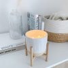 Large two tone ceramic potted candle on stand