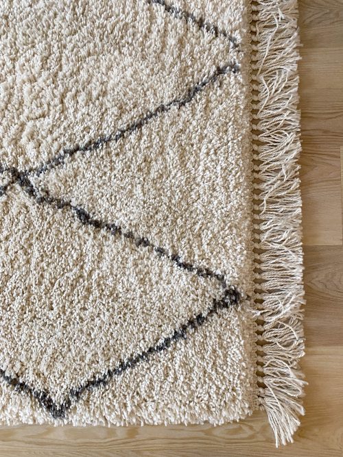 Nordic long pile rug with tassels - Cream/Grey - 4 Sizes - Image 6