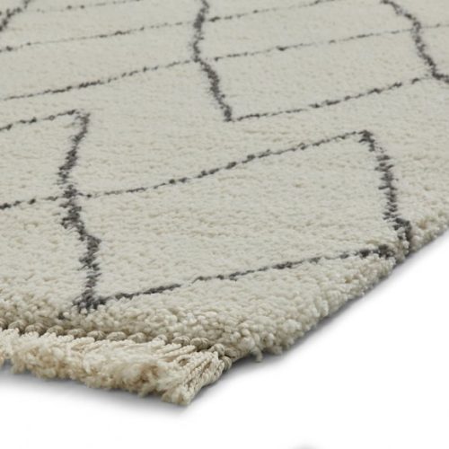 Nordic long pile rug with tassels - Cream/Grey - 4 Sizes - Image 4