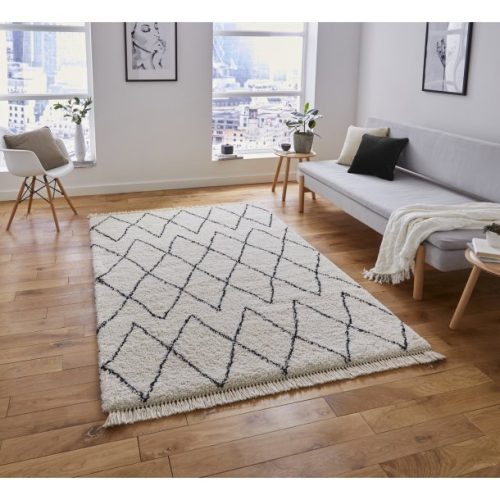 Nordic long pile rug with tassels - Cream/Grey - 4 Sizes - Image 7