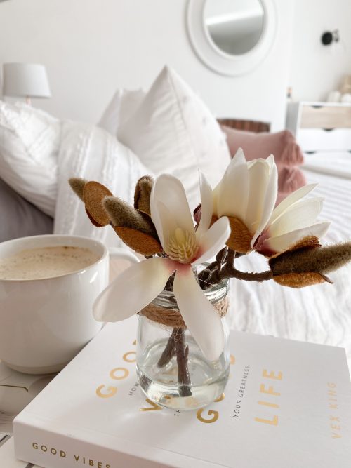 Faux magnolia in glass jar - Image 3