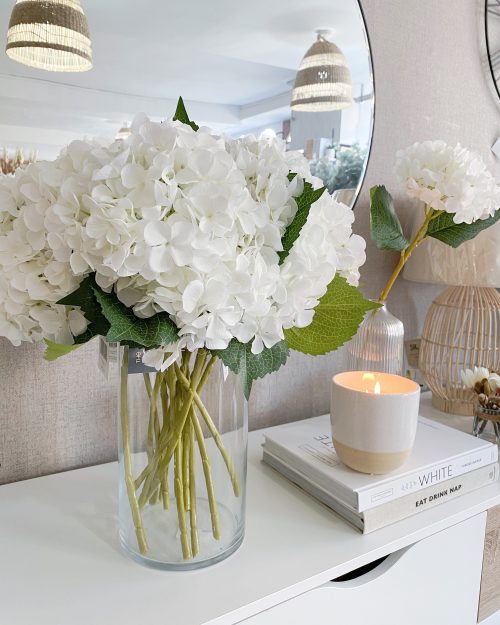 Large stem of faux white hydrangea - Image 4