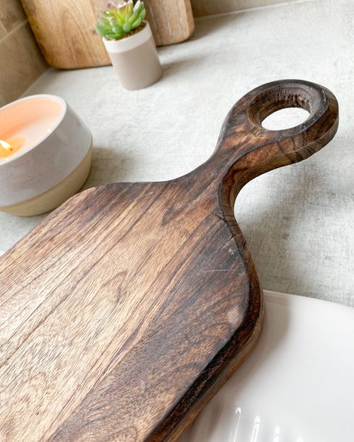 Dark stained wood loop handled board - Image 3
