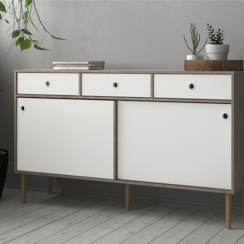 Fika Large Sideboard Jackson Hickory Oak Matt White