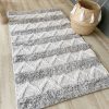 Grey and white chevron textured rug