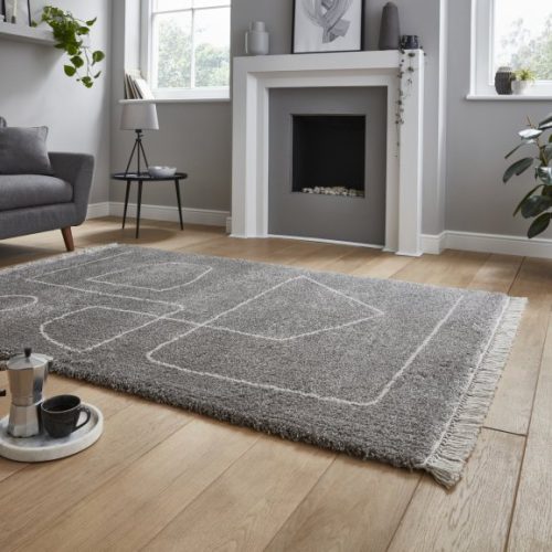 Grey Geo line rug - 2 sizes - Image 3