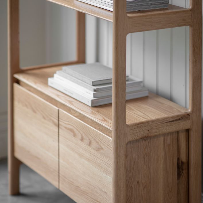 Scandi bookcase with low doors