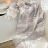 Light weight soft stripe cotton throw with tassels - Image 3