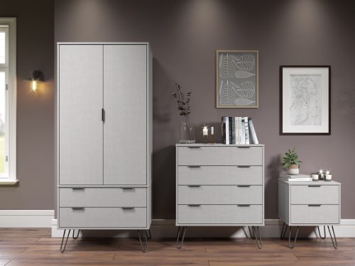 Helsinki grey bedside table- 2 drawers - Image 3