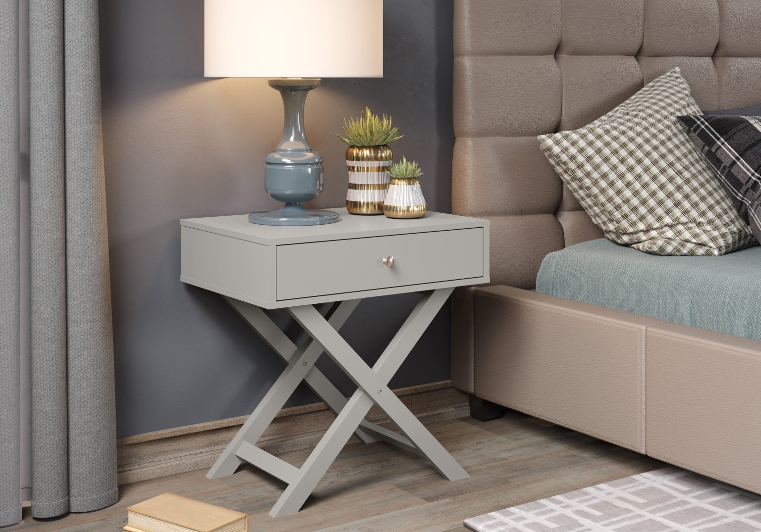 Cross leg Bedside table 3 Colour options Perfectly Lovely Interiors