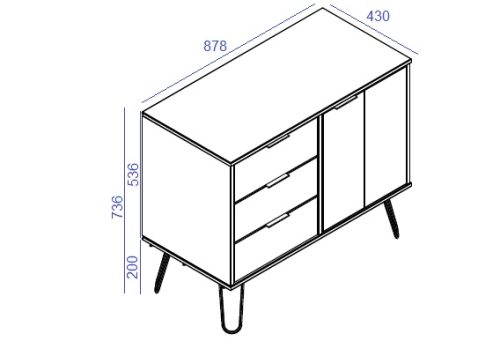 Helsinki grey small sideboard - 1 door & 3 drawers - Image 5