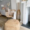 Large Natural woven pouffe/footstool