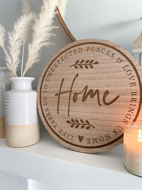 Wooden engraved round home plaque - Image 3