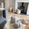 Pair grey rustic carved wood pumpkins - Image 3