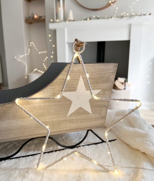 Stunning grey wooden sleigh with star - 2 sizes - Image 9