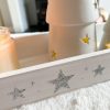 Long rustic white tray with glitter silver stars - Image 2