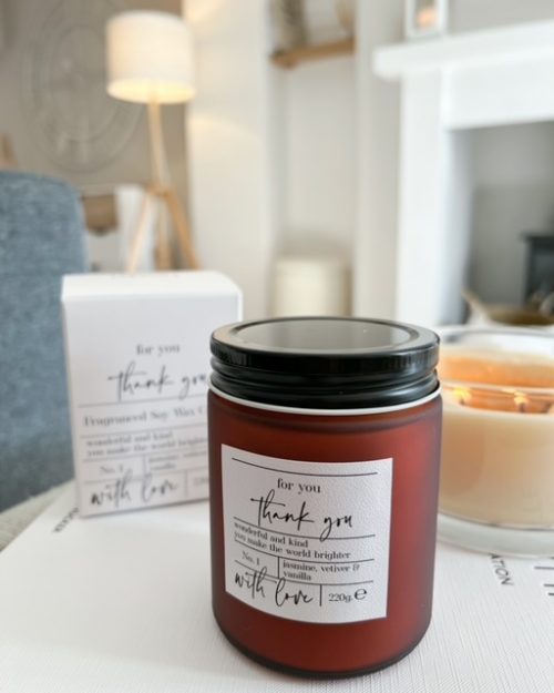 Soy wax boxed 'Thank you' candle