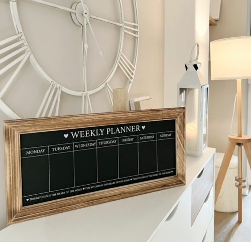 Large wooden framed weekly planner chalk board