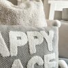 'Happy place' cushion with pom poms - Image 3