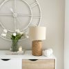 Stunning woven style heavy lamp with neutral shade - Image 3