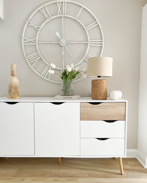 Stunning woven style heavy lamp with neutral shade - Image 2