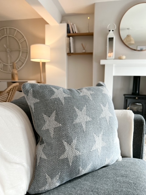 Oversized large grey star cushion - Perfectly Lovely Interiors