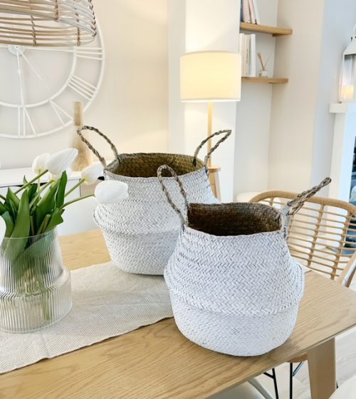 White belly baskets in medium and large