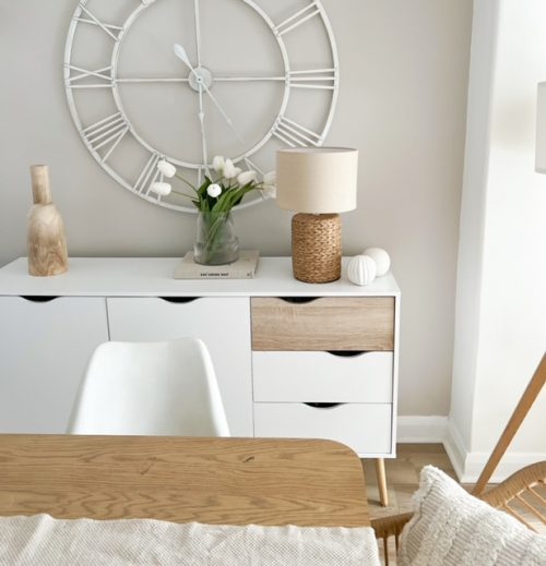 Stunning woven style heavy lamp with neutral shade - Image 4