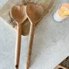Pair of 'Made with love' wooden heart serving spoons