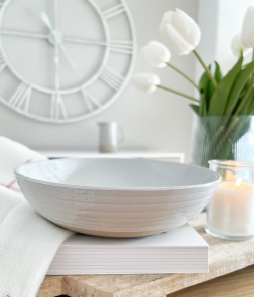 Half glazed pasta bowl
