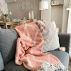 Coral geo throw with tassels - Image 4