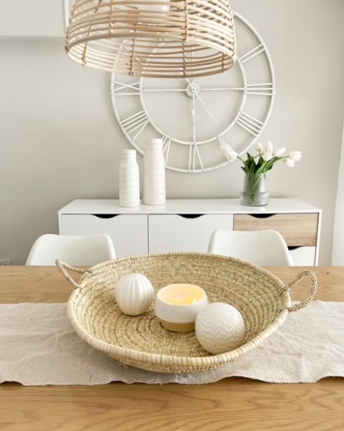 Huge woven palm tray with handles