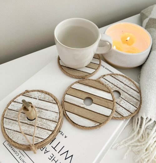 Rustic coastal style wooden coasters - Image 3