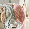 Coral geo throw with tassels - Image 2