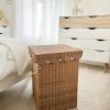 Scalloped edge rattan lidded basket