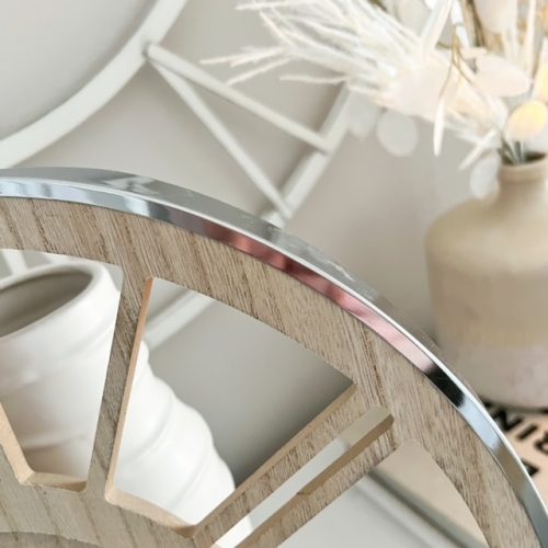 Natural wood clock with silver edging - Image 4