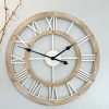 Natural & white wooden large wall clock