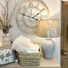 Natural & white wooden large wall clock - Image 4