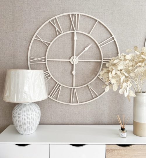 Large statement cream wall clock - 3 sizes