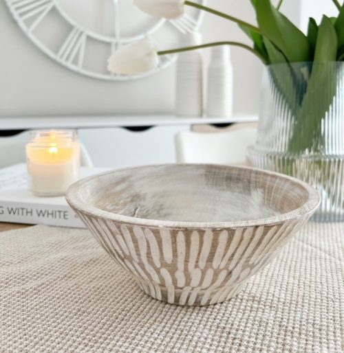 Small white washed decorative bowl