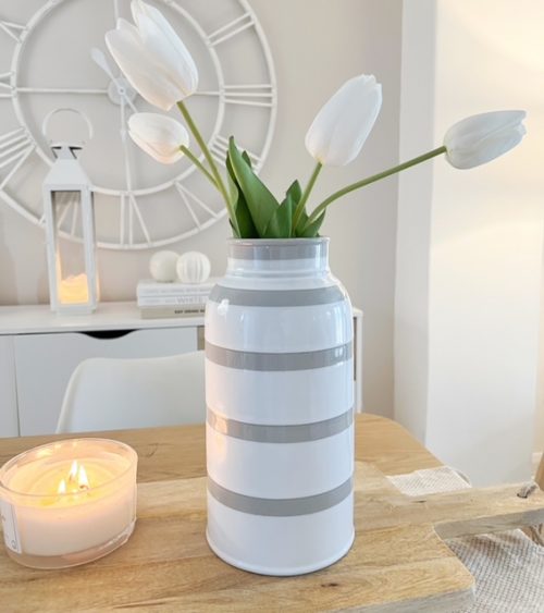 Beautiful beige and white stripe vase