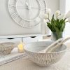Large white washed decorative bowl