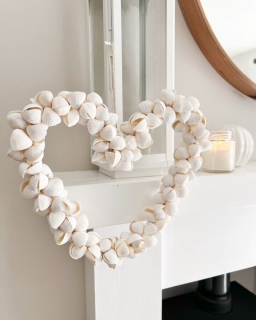Beautiful shell heart wreath