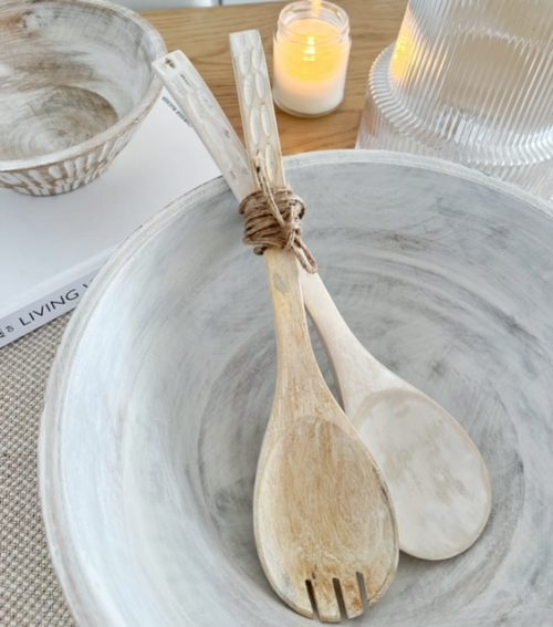 White washed serving spoons - Image 2