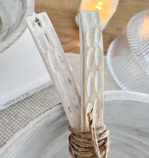 White washed serving spoons - Image 3