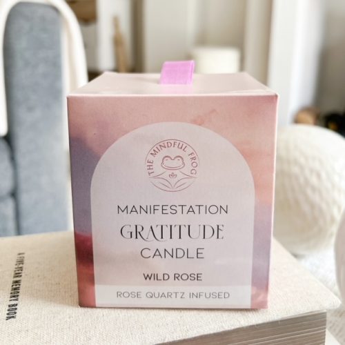 Manifestation 'Gratitude' rose quartz crystal scented candle - Image 5