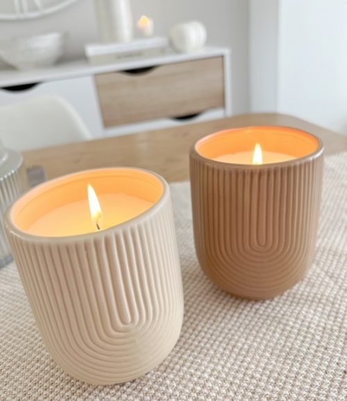 Ribbed arch candle pot - burnt beige - Image 2