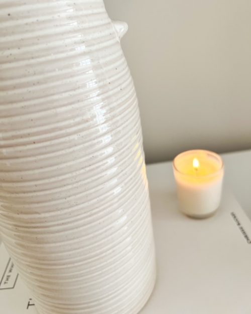 Large ribbed ceramic churn style vase - Image 3