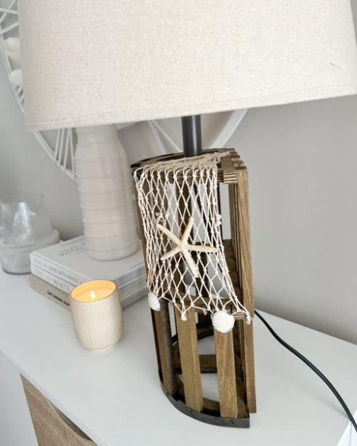 Lobster pot lamp with natural shade - Image 3