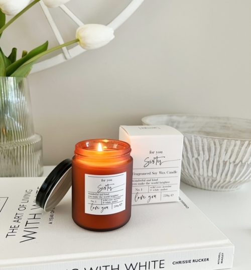 Soy wax boxed 'Sister' candle